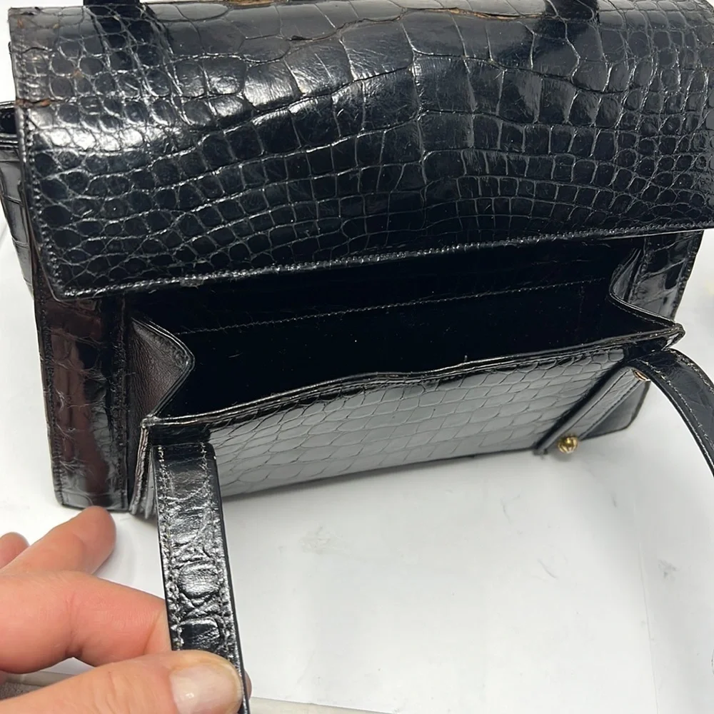 Lucille de Paris Black Crocodile Handbag
